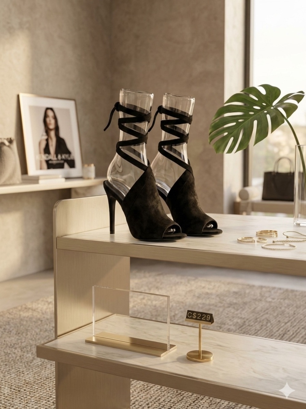 Kendall + Kylie "Evelyn" Black Suede Ankle-Tie Sandals US 5.5